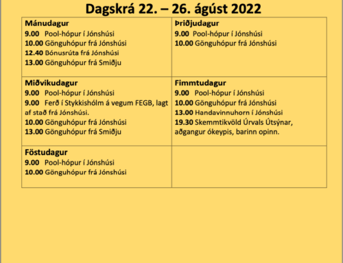 Dagskrá 22. – 26. ágúst 2022